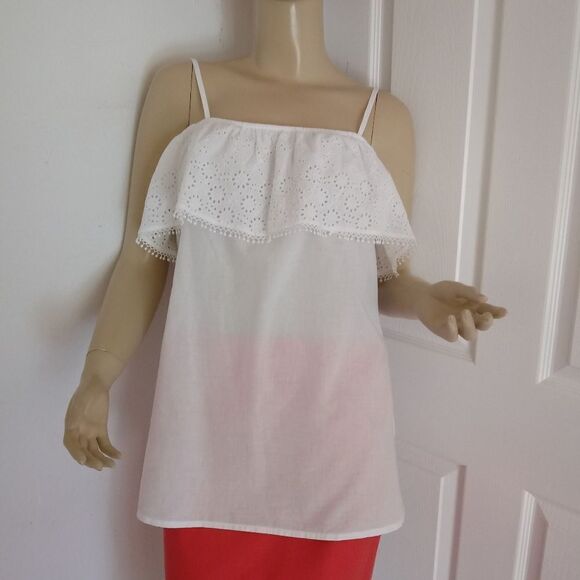 NEW LCW CASUAL Spaghetti Strap Eyelet Ruffle Aroun - Picture 2 of 7